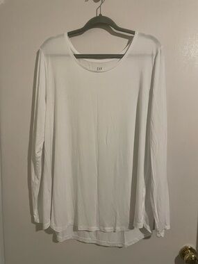 Gap Luxe Long Sleeve Scoop Neck Tee white XL (252)